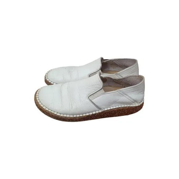 Birkenstock Callan White Pabbled Leather Slip on EU 38 Womens 7