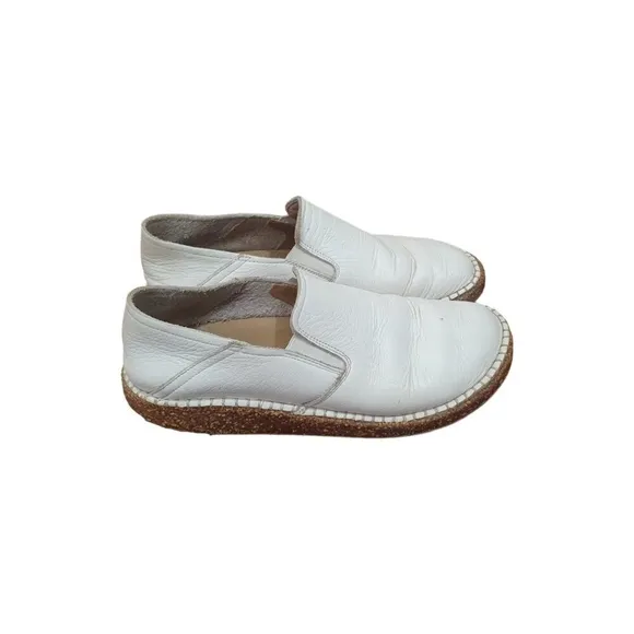 Birkenstock Callan White Pabbled Leather Slip on EU 38 Womens 7