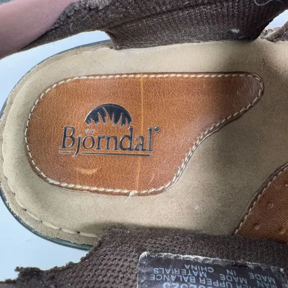 BJORNDAL MEN'S SANDALS HIKING WALKING SIZE LEATHER UPPER FISHERMAN SIZE 12M