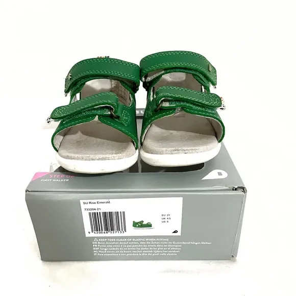 Bobux • emerald green open toe walking sandals • EU 21  US 5