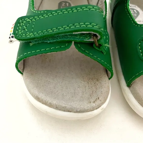 Bobux • emerald green open toe walking sandals • EU 21  US 5