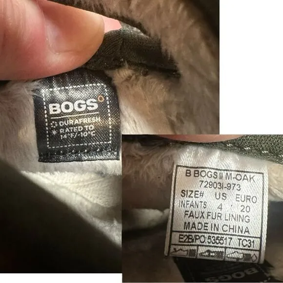 BOGS Mossy Oak Winter Snow WATERPROOF WASHABLE INSULATED Toddler Boots Size 4