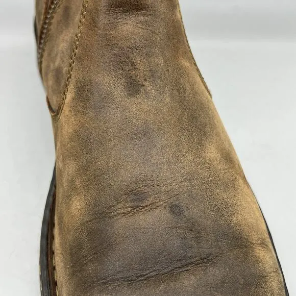 Born 10&quot; Side Zip Western Boots Men Size 13 M Brown Leather Pull On Comfort Shoe