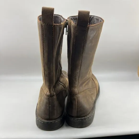Born 10&quot; Side Zip Western Boots Men Size 13 M Brown Leather Pull On Comfort Shoe
