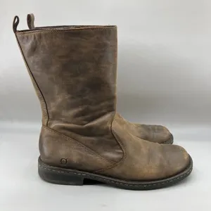 Born 10&quot; Side Zip Western Boots Men Size 13 M Brown Leather Pull On Comfort Shoe