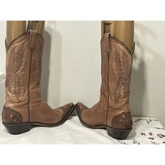 Botas Jaca Mens Western‎ Cowboy Exotic Pointed Boots Preowned Brown sz.26/ USA 9