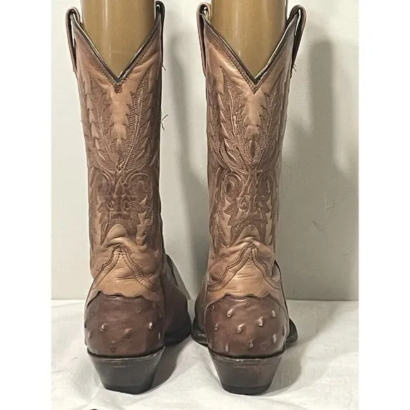 Botas Jaca Mens Western‎ Cowboy Exotic Pointed Boots Preowned Brown sz.26/ USA 9