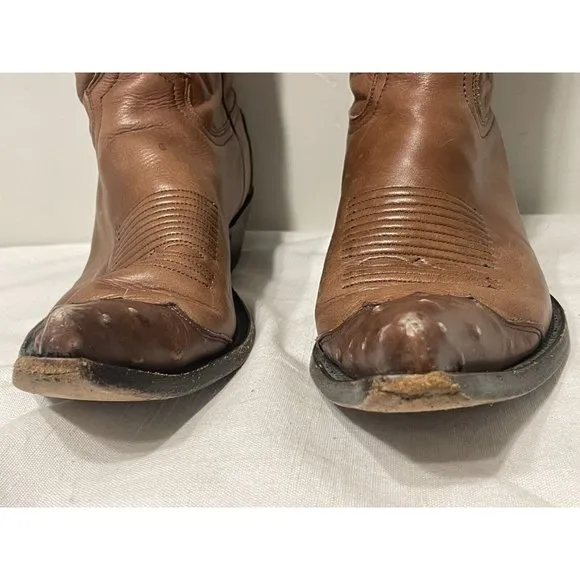 Botas Jaca Mens Western‎ Cowboy Exotic Pointed Boots Preowned Brown sz.26/ USA 9