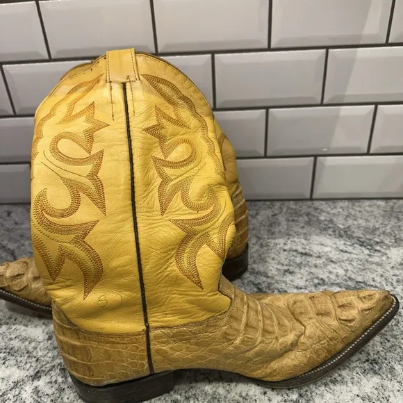 Botas Je-ver Crocodile Western Style Boots Mens 10 Toro Bronco Dress