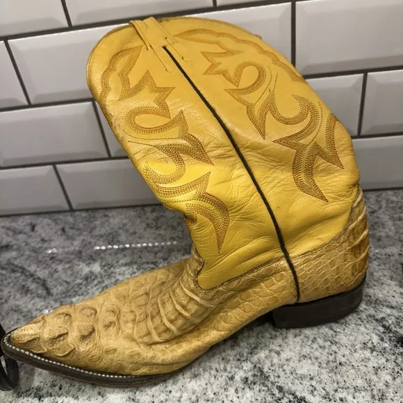 Botas Je-ver Crocodile Western Style Boots Mens 10 Toro Bronco Dress