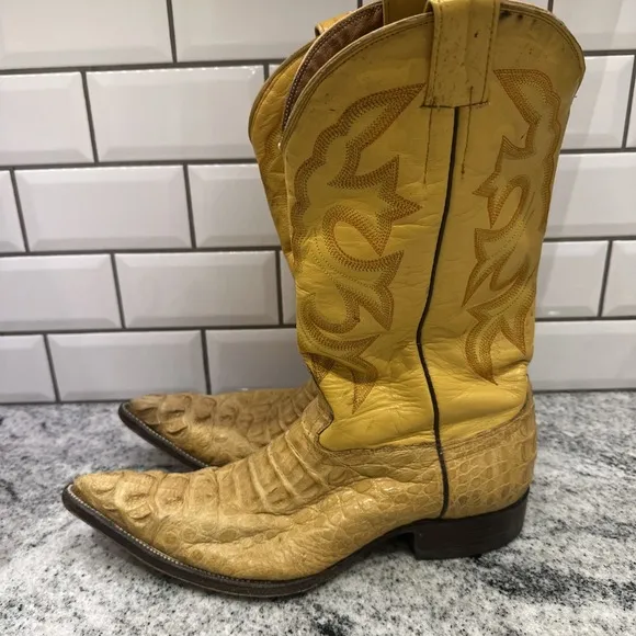 Botas Je-ver Crocodile Western Style Boots Mens 10 Toro Bronco Dress