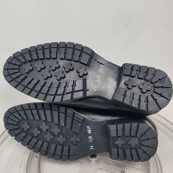 Botines Western Charro Boot Black Leather Men Sz 7 HandMade Slip-On LUG Sole 99%