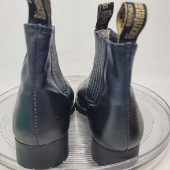 Botines Western Charro Boot Black Leather Men Sz 7 HandMade Slip-On LUG Sole 99%