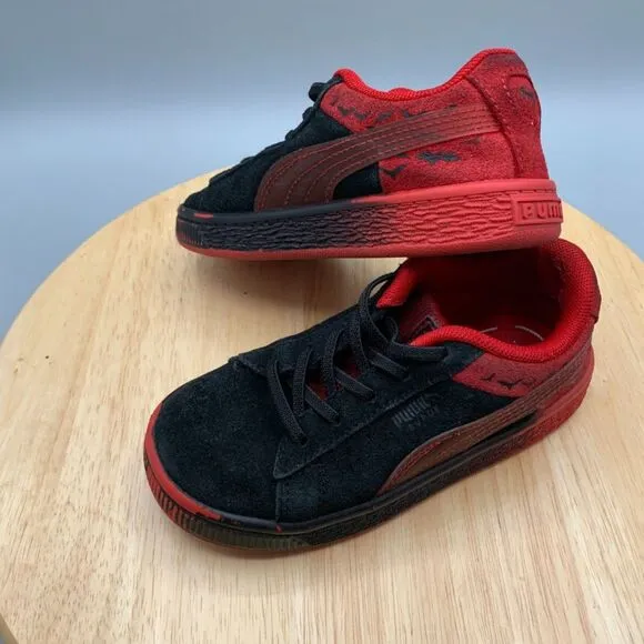 BOYS SIZE 9C Puma Suede Classic The Batman Shoes Black/Red DC Comics