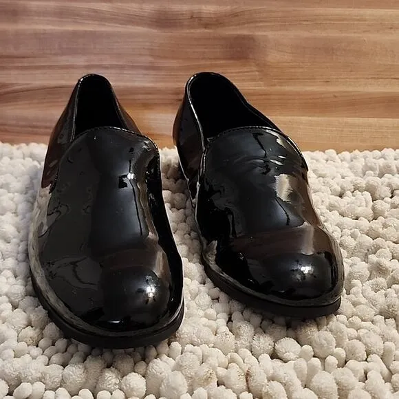 BP BLACK PATENT FAUX LEATHER LOAFERS MENS SIZE 7.5 NWOB