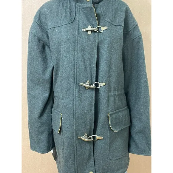 Braefair Women's Jacket Firemans Reversible Hooded Long Sleeve Cotton M Green