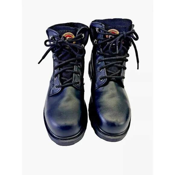 Brahma Steel Toe Work Oil &amp; Slip Resistant Boots Black Leather - Size Mens 7W