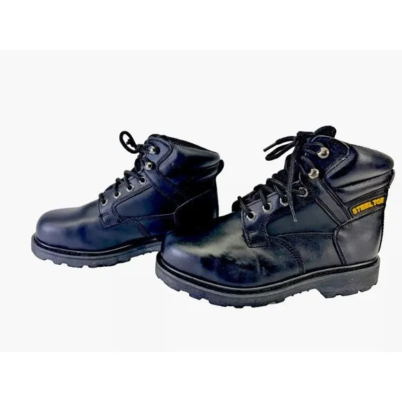 Brahma Steel Toe Work Oil &amp; Slip Resistant Boots Black Leather - Size Mens 7W