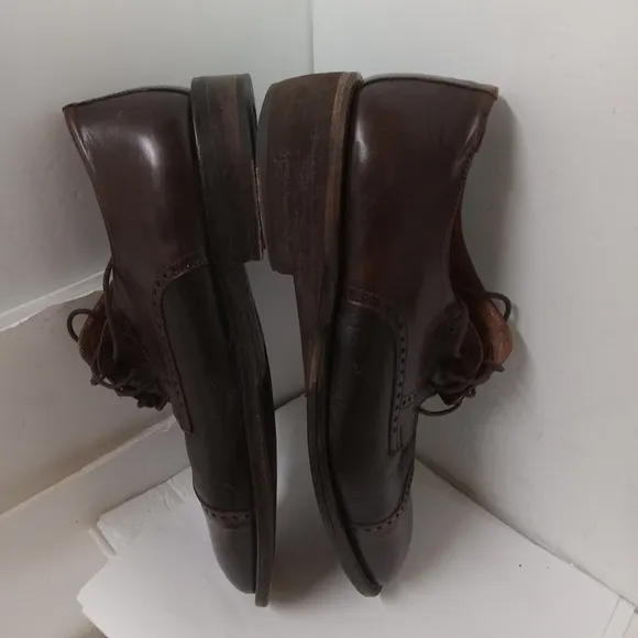 Brass Boots Men's 1&quot; Modified Right Heel Leather Shoes Brown Cap Toe Size 11