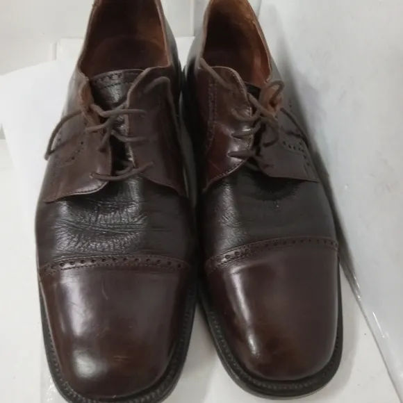 Brass Boots Men's 1&quot; Modified Right Heel Leather Shoes Brown Cap Toe Size 11