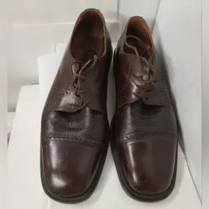 Brass Boots Men's 1&quot; Modified Right Heel Leather Shoes Brown Cap Toe Size 11
