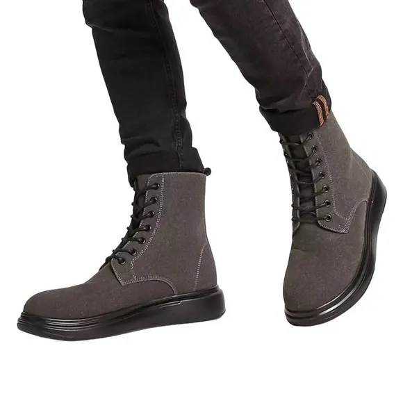 Brave Soul Men Flatform Lace Up Boots in Grey Faux Suede, Size 7​​​​​