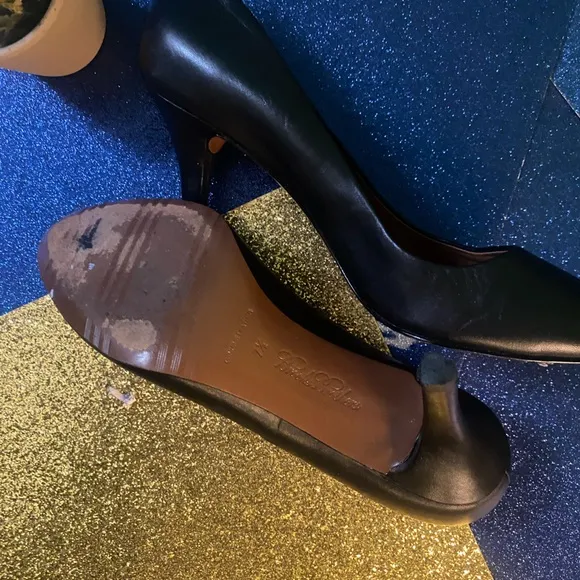 BROOKS BROTHERS BLACK LEATHER STILETTO HEEL Shoes LUX CLASSIC EUC