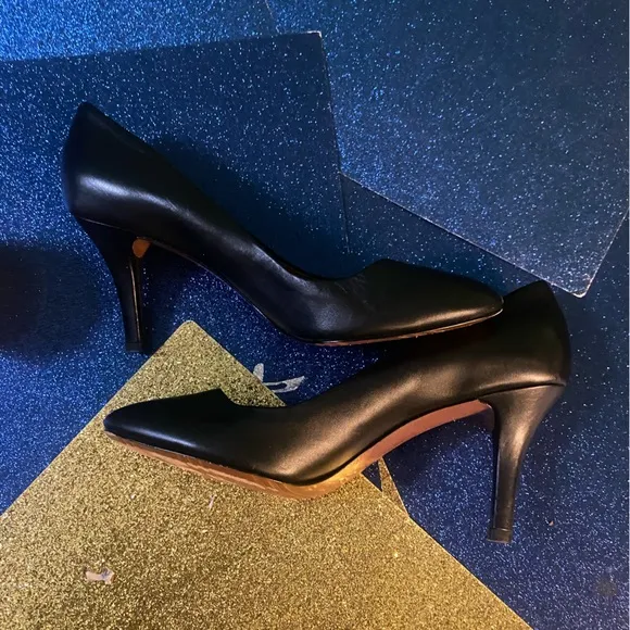 BROOKS BROTHERS BLACK LEATHER STILETTO HEEL Shoes LUX CLASSIC EUC