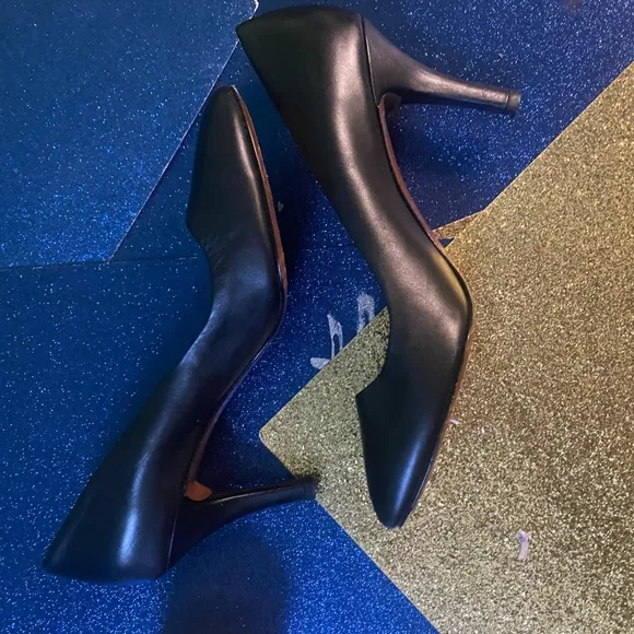 BROOKS BROTHERS BLACK LEATHER STILETTO HEEL Shoes LUX CLASSIC EUC