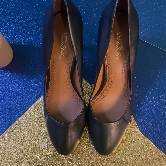 BROOKS BROTHERS BLACK LEATHER STILETTO HEEL Shoes LUX CLASSIC EUC