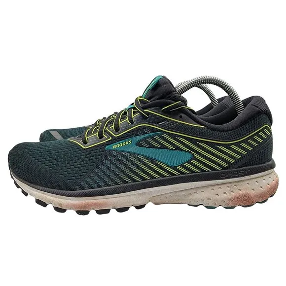 Brooks Ghost 12 Mens 9.5(B) Narrow Green Black Running Shoes - 1103161B018