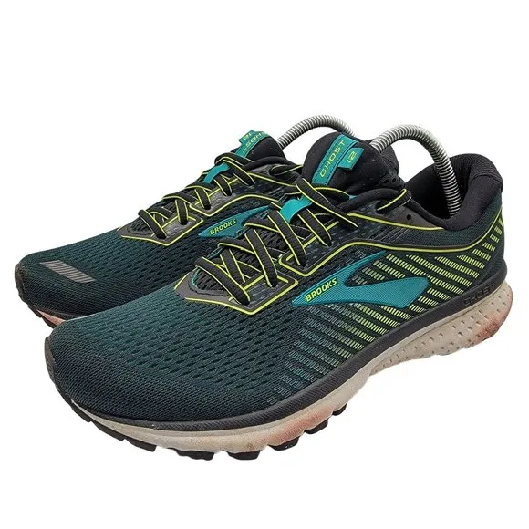 Brooks Ghost 12 Mens 9.5(B) Narrow Green Black Running Shoes - 1103161B018