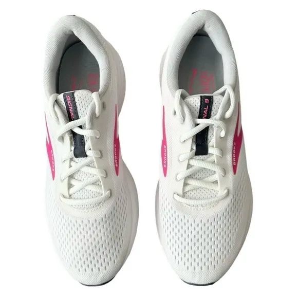 Brooks Signal 3 Women’s Running Shoes White Pink Size 9.5 B New 1203491B122