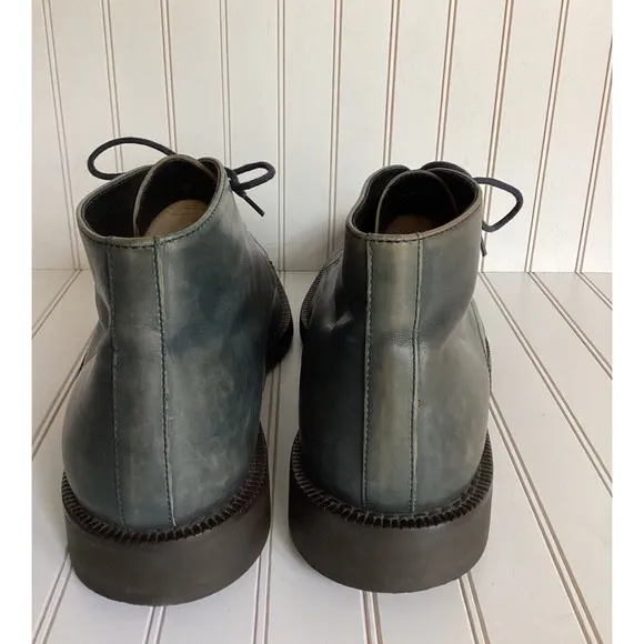 Bugatchi men lace up boots shoes leather made in Italy 9.5 teal