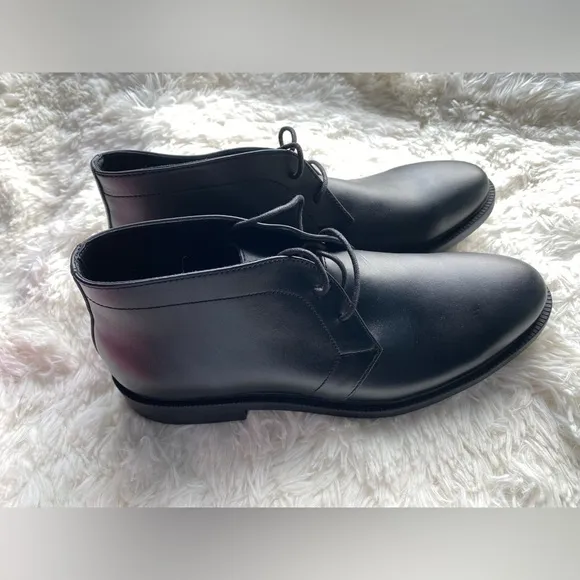 Calvin Klein Cam Smooth Calf Leather Chukka 10.5 Black