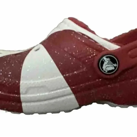 Candy Cane Lined Holiday Crocs Red &amp; White Classic Clog NEW Toddler/Child Sz 10