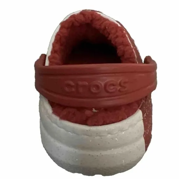Candy Cane Lined Holiday Crocs Red &amp; White Classic Clog NEW Toddler/Child Sz 10