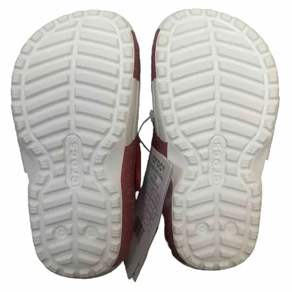 Candy Cane Lined Holiday Crocs Red &amp; White Classic Clog NEW Toddler/Child Sz 10