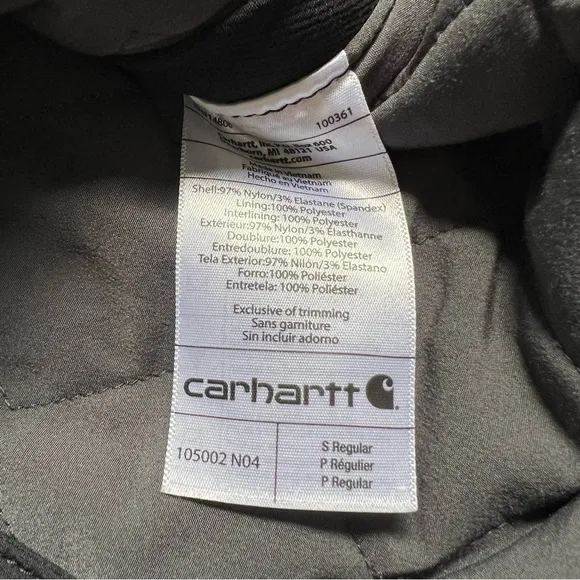CARHARTT BLACK SUPER DUX RELAXED FIT INSULATED RAIN DEFENDER WINTER COAT SIZE S