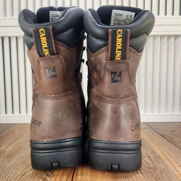 Carolina 8&quot; Waterproof Insulated Work Boots Mens Sz 9 D Brown Leather Steel Toe
