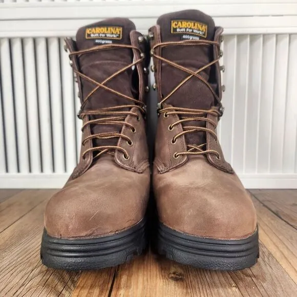 Carolina 8&quot; Waterproof Insulated Work Boots Mens Sz 9 D Brown Leather Steel Toe