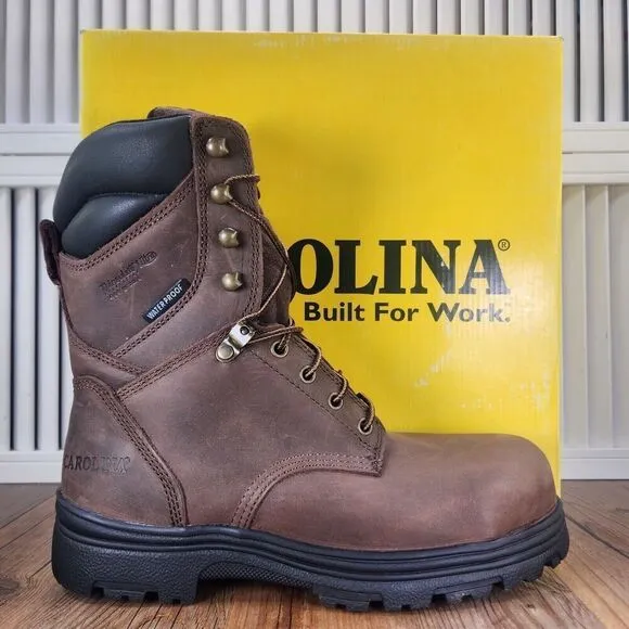 Carolina 8&quot; Waterproof Insulated Work Boots Mens Sz 9 D Brown Leather Steel Toe