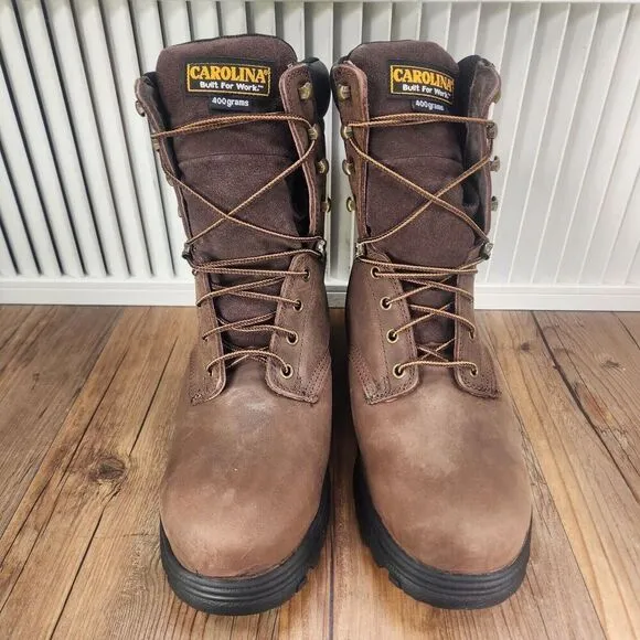 Carolina 8&quot; Waterproof Insulated Work Boots Mens Sz 9 D Brown Leather Steel Toe
