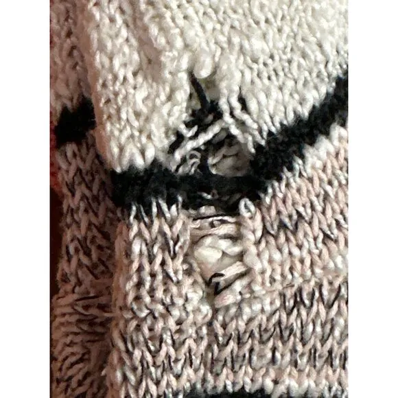 CCC Striped Open Front Cardigan Sweater Stripes Long Sleeves Asymmetric Size XL