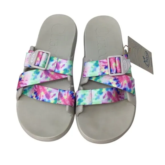 Chaco Chillos Slide Sandals NIB NEW Light Tie Dye Dyed Size 9 Comfort Walking