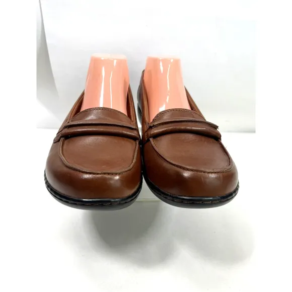 Clarks Collection Ashland Lily Loafer Flat Shoes Brown Leather Slip On 11 W New