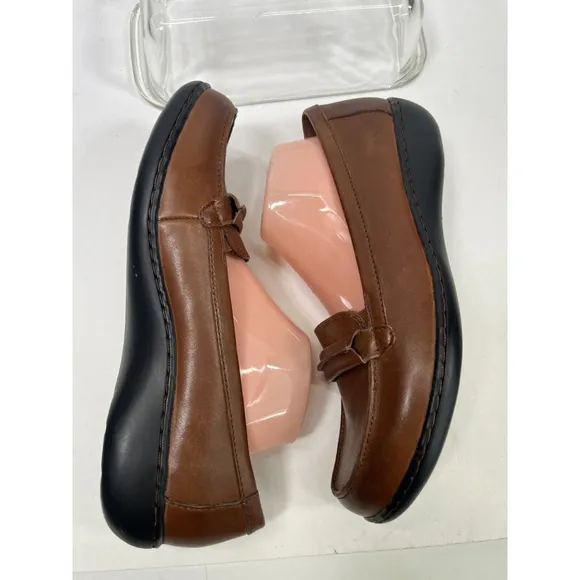 Clarks Collection Ashland Lily Loafer Flat Shoes Brown Leather Slip On 11 W New