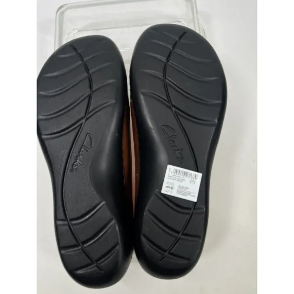 Clarks Collection Ashland Lily Loafer Flat Shoes Brown Leather Slip On 11 W New