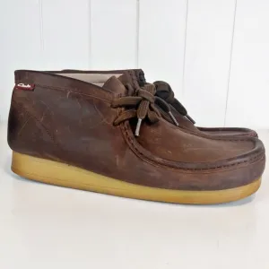 Clarks High Chukka Boots Men's Stinson Brown Distressed Leather Size 11 Shoes