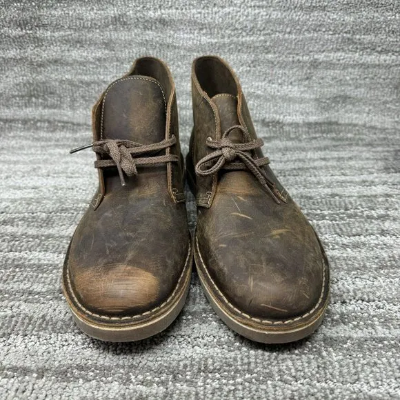 Clarks Men’s Bushacre 2 Beeswax Chukka Boots Brown Leather Lace Up Size 11.5M